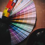 multi colored umbrella on brown wooden table